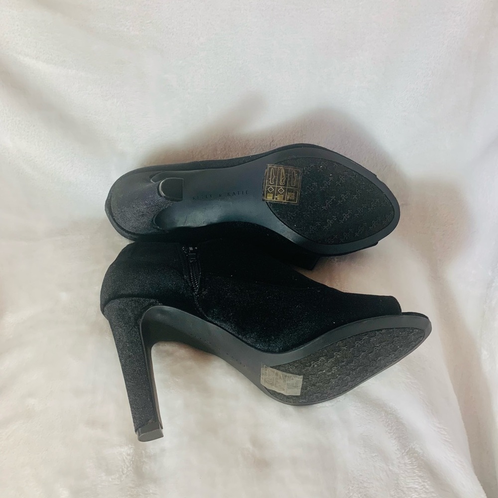 Kelly & Katie Black Velvet Peep Toe Bootie - Picture 7 of 9